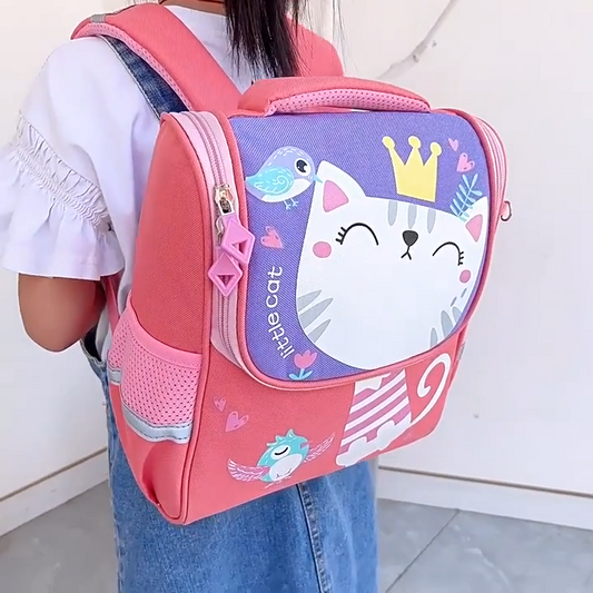 حقيبة ظهر قطة خفيفة للمدرسة Cat Cartoon Cute Backpack